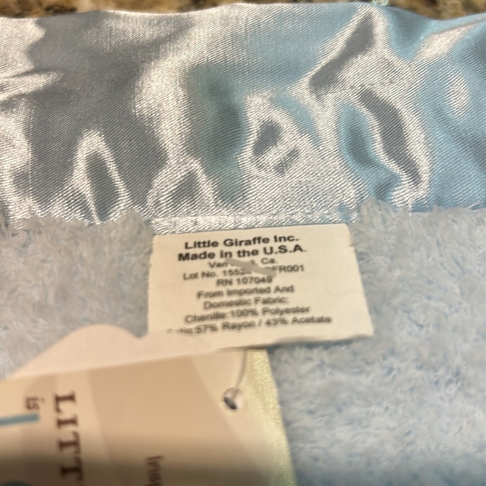 Little Giraffe My First Blanky 16”X16” Blue Chenille Satin Trim Lovey NWT - Picture 6 of 6
